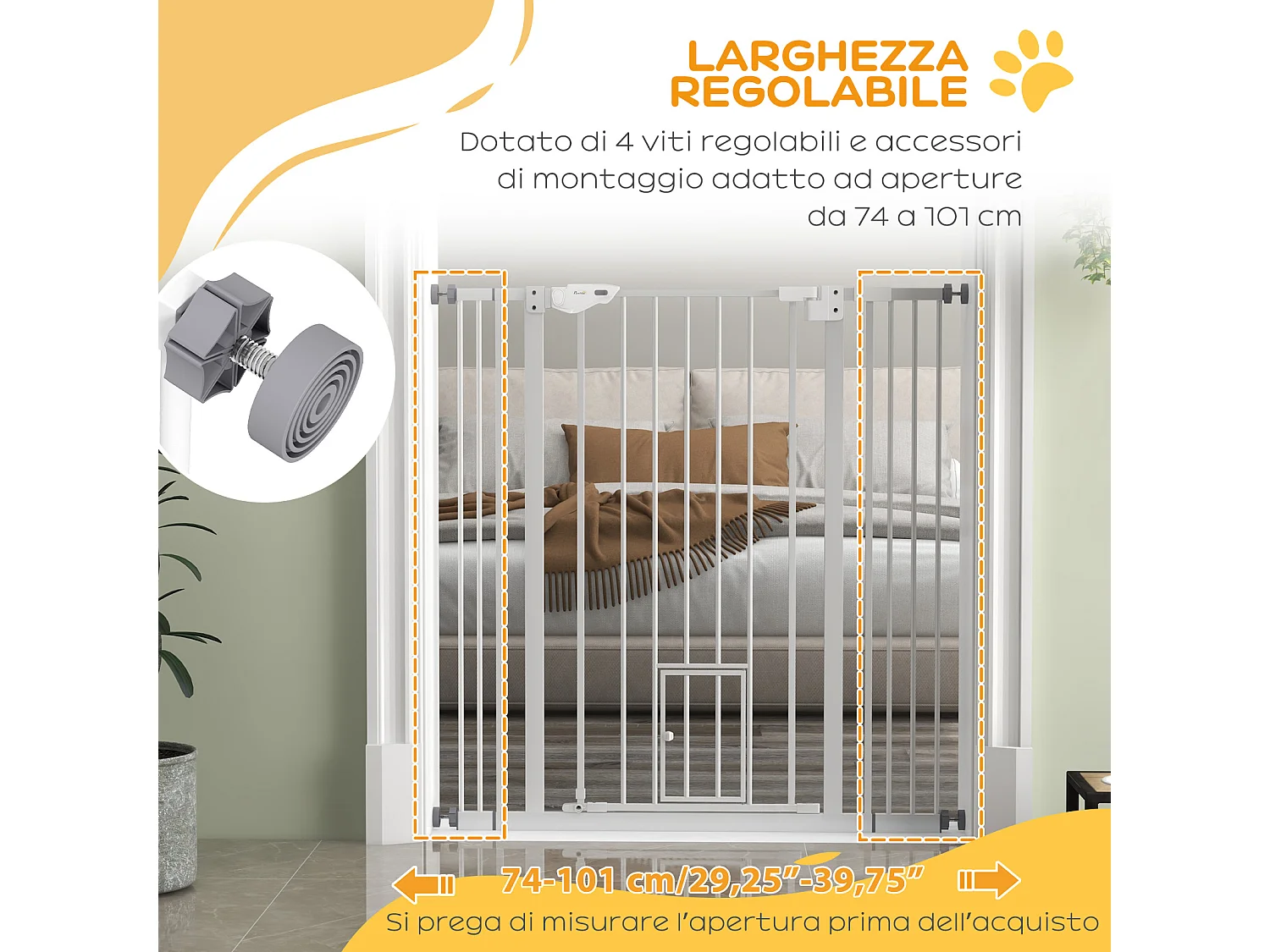 Cancellino per cani con chiusura automatica alto 104cm bianco