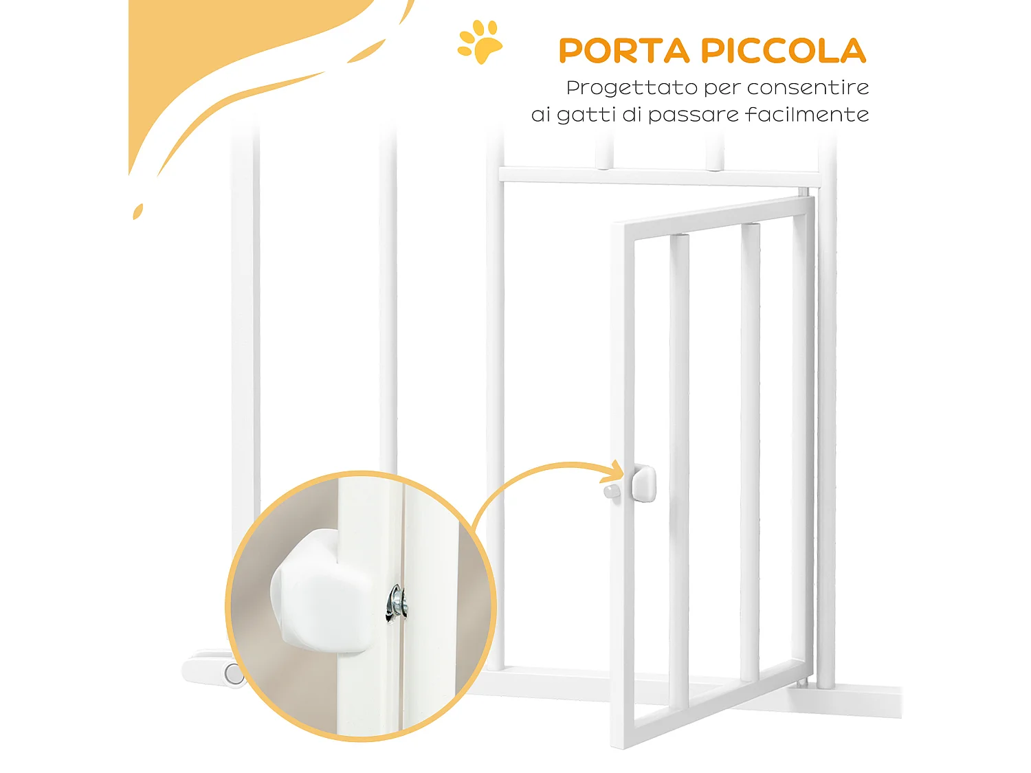 Cancellino per cani con chiusura automatica alto 104cm bianco