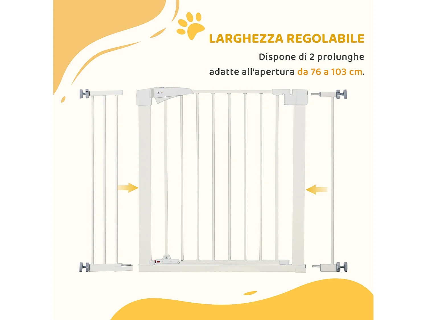 Cancelletto per cani con chiusura automatica 76-103x4.2x77 cm bianco