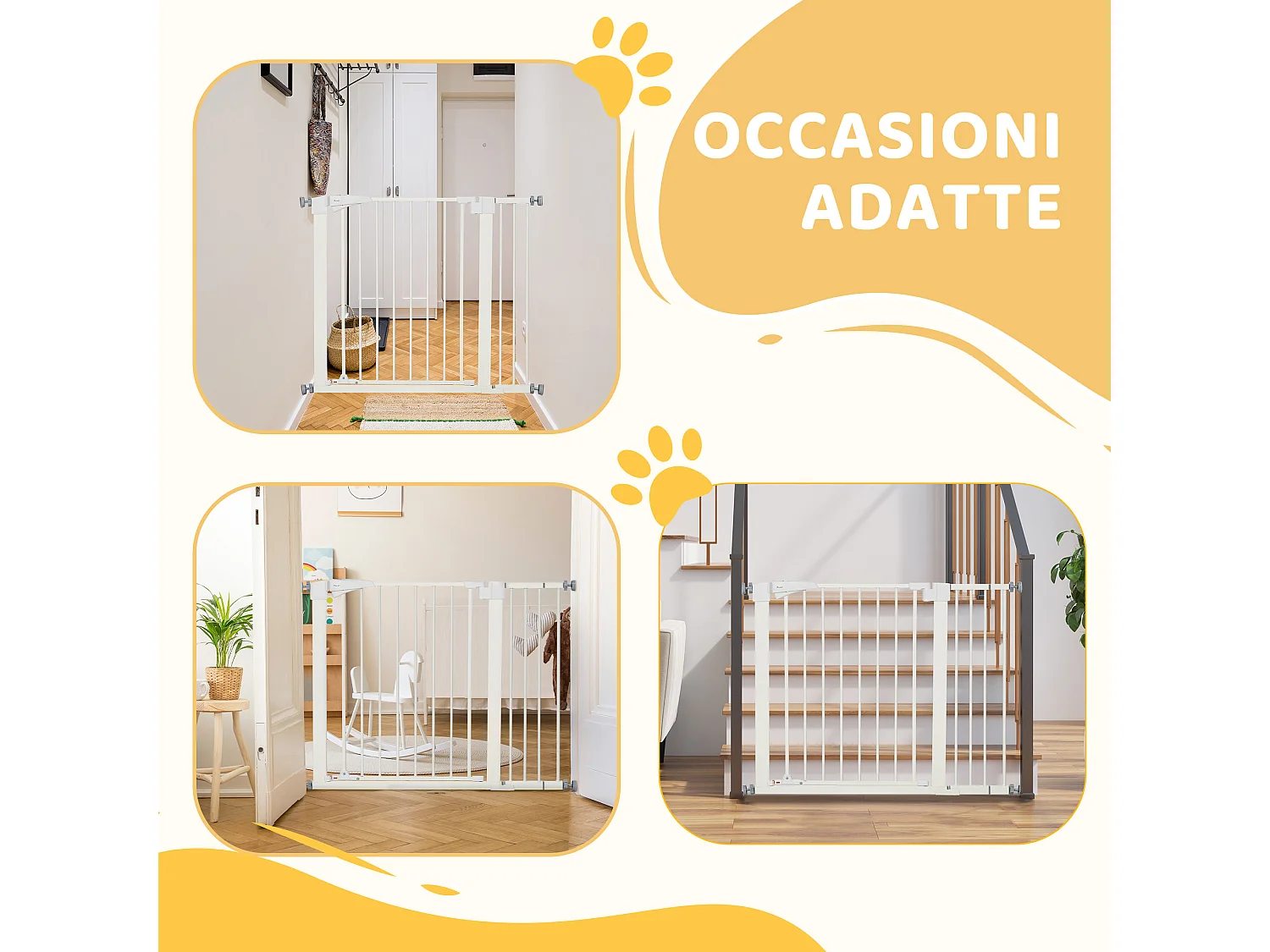 Cancelletto per cani con chiusura automatica 76-103x4.2x77 cm bianco