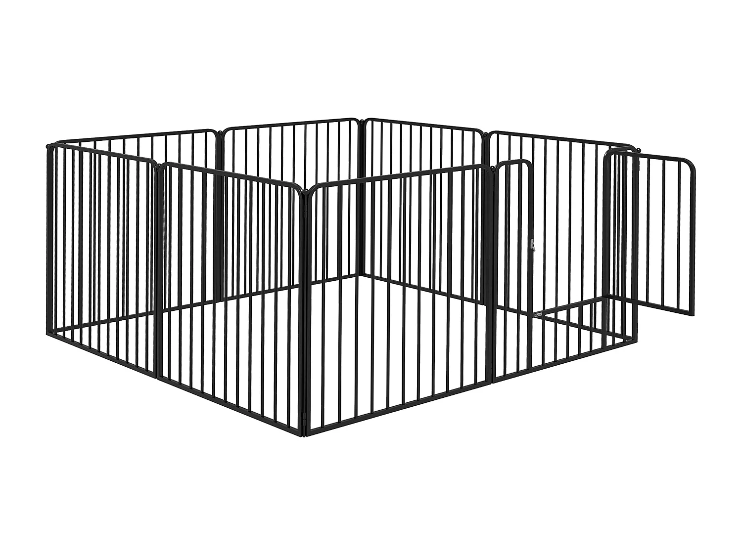 Box per cani a 8 pannelli modulabili in acciaio 164x164x80 cm nero
