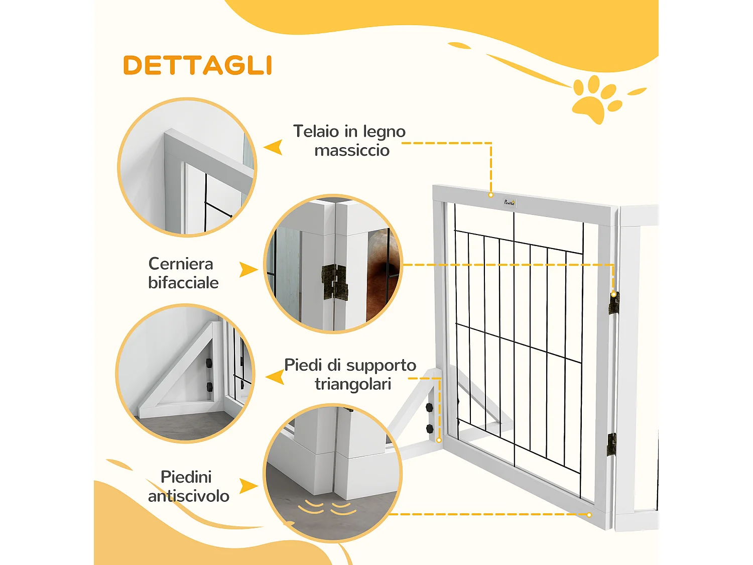Cancellino di sicurezza pieghevole a 4 pannelli 280x70cm bianco