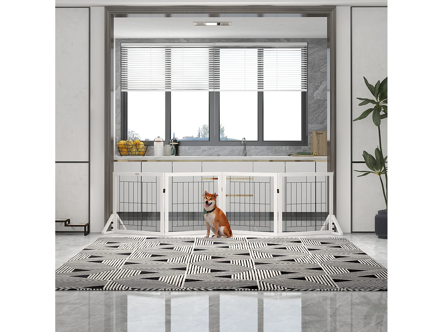 Cancellino di sicurezza pieghevole a 4 pannelli 280x70cm bianco