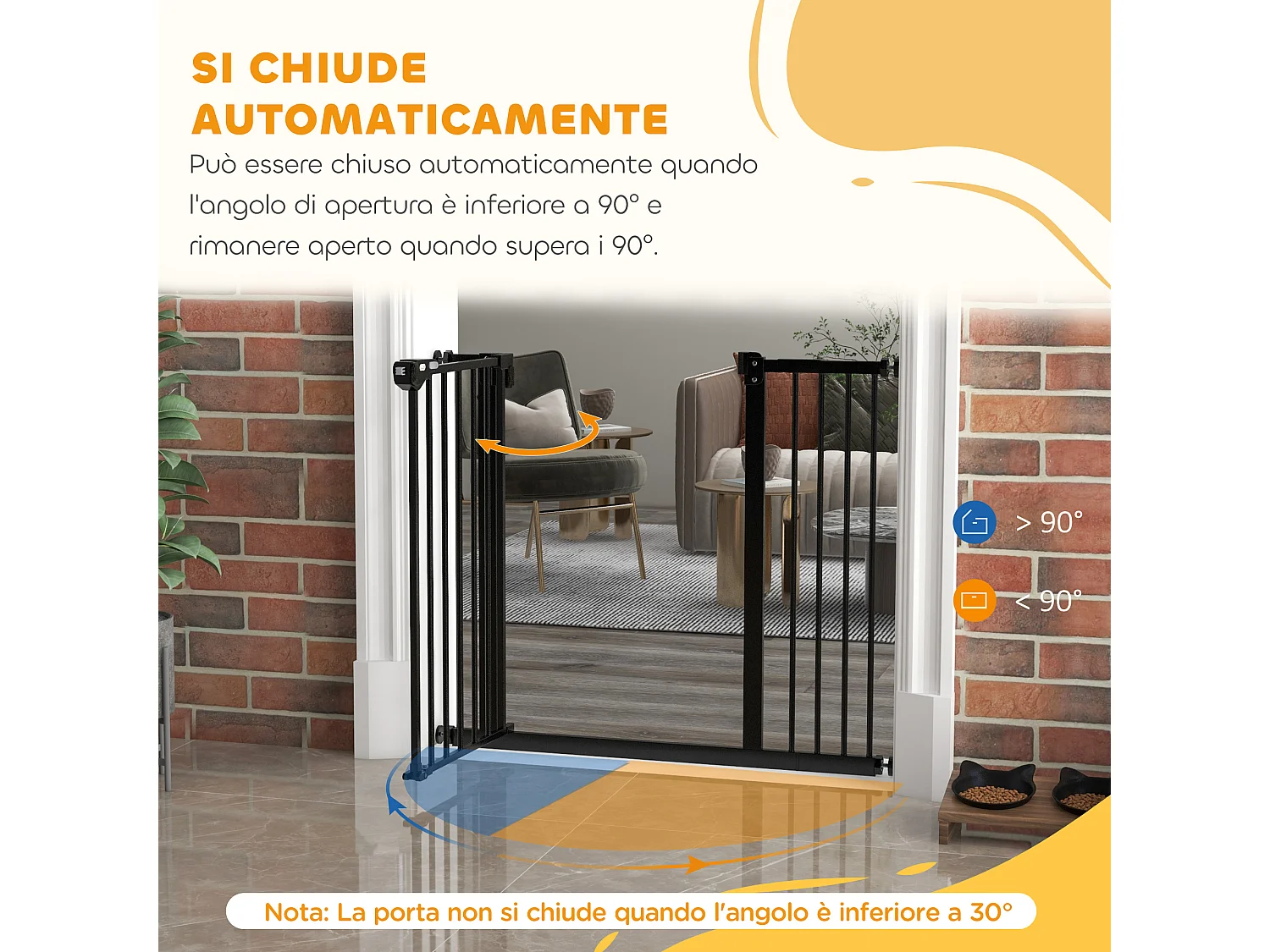 Cancellino per cani con larghezza regolabile chiusura automatica nero