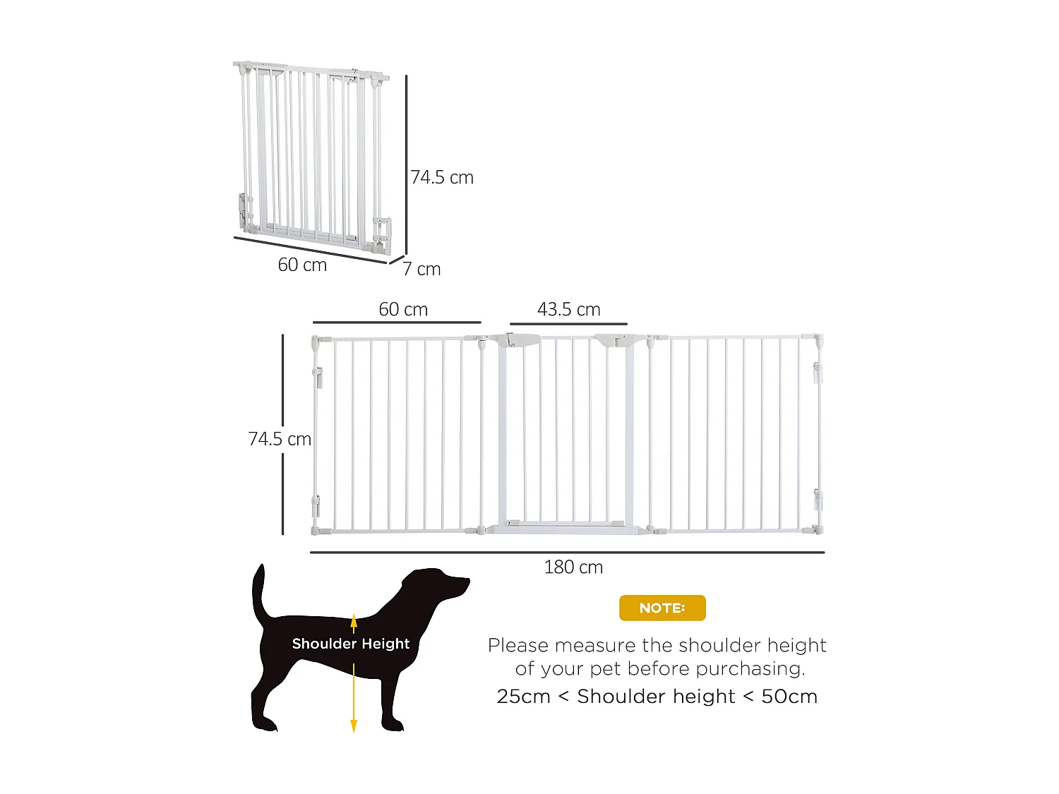 Cancellino per cani pieghevole e modulabile a 3 pannelli bianco