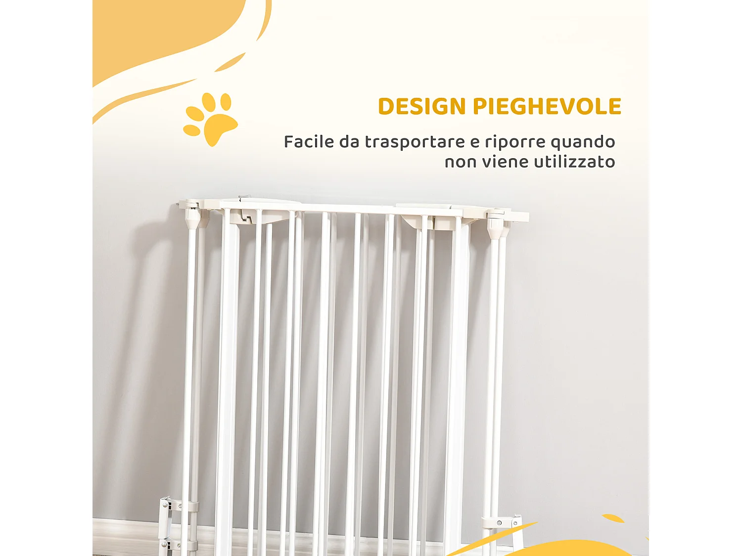 Cancellino per cani pieghevole e modulabile a 3 pannelli bianco