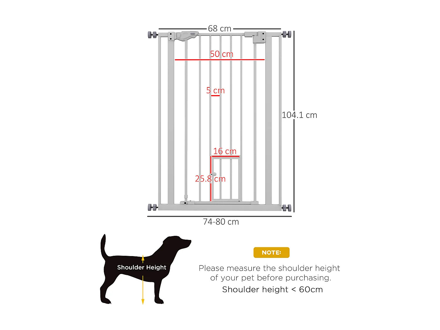 Cancellino per cani con chiusura automatica alto 104cm bianco