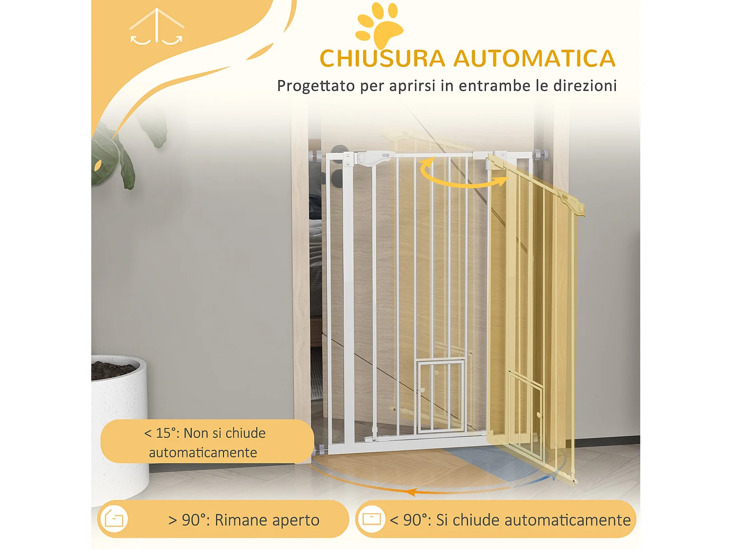Cancellino per cani con chiusura automatica alto 104cm bianco