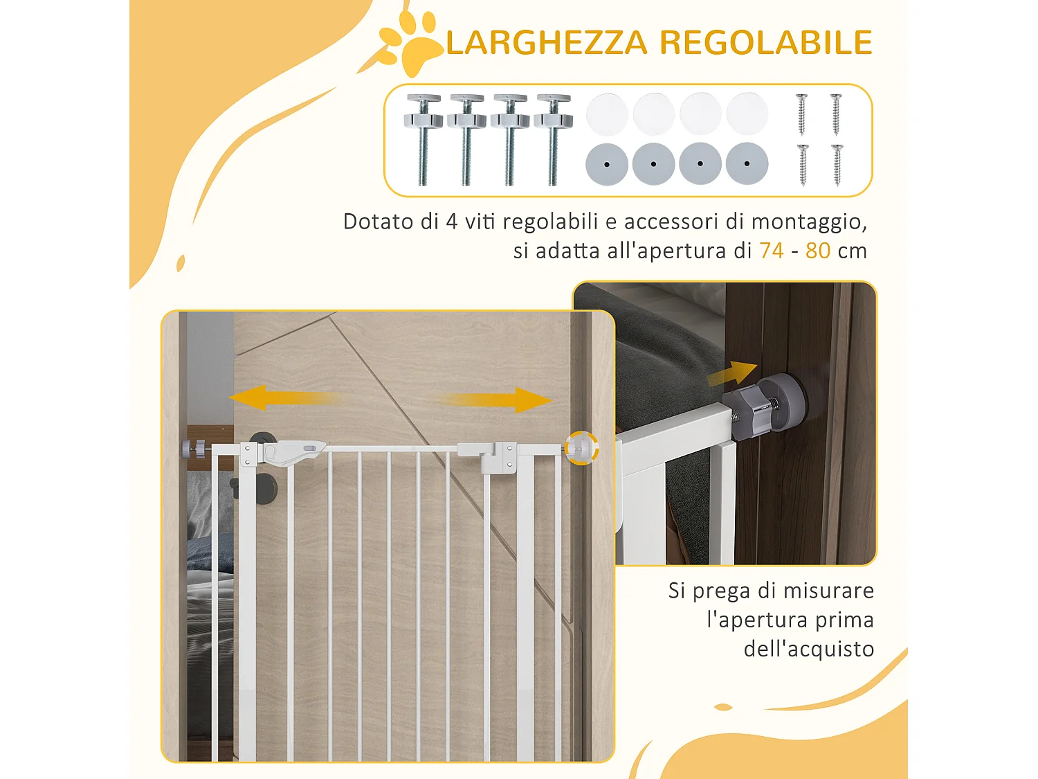 Cancellino per cani con chiusura automatica alto 104cm bianco