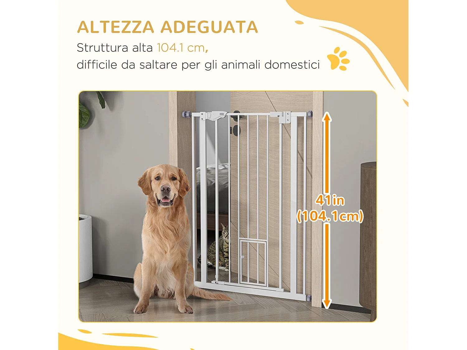 Cancellino per cani con chiusura automatica alto 104cm bianco