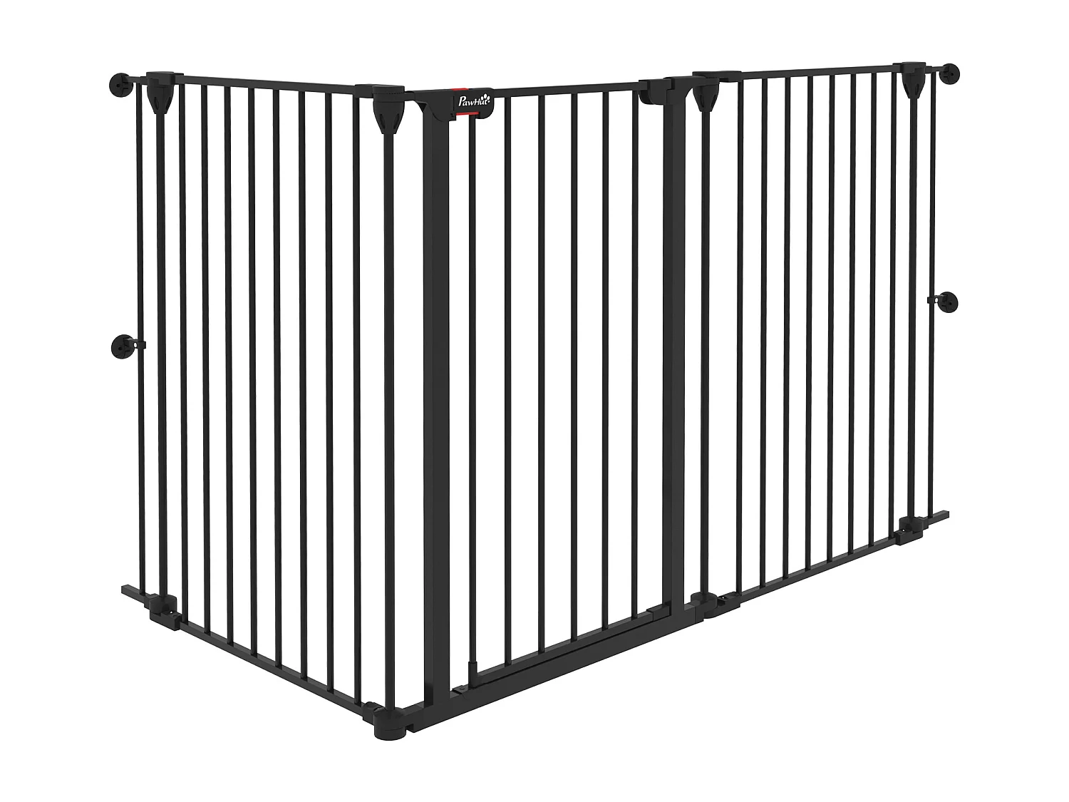 Cancelletto per cani a 3 pannelli con doppio blocco 206x90 cm nero