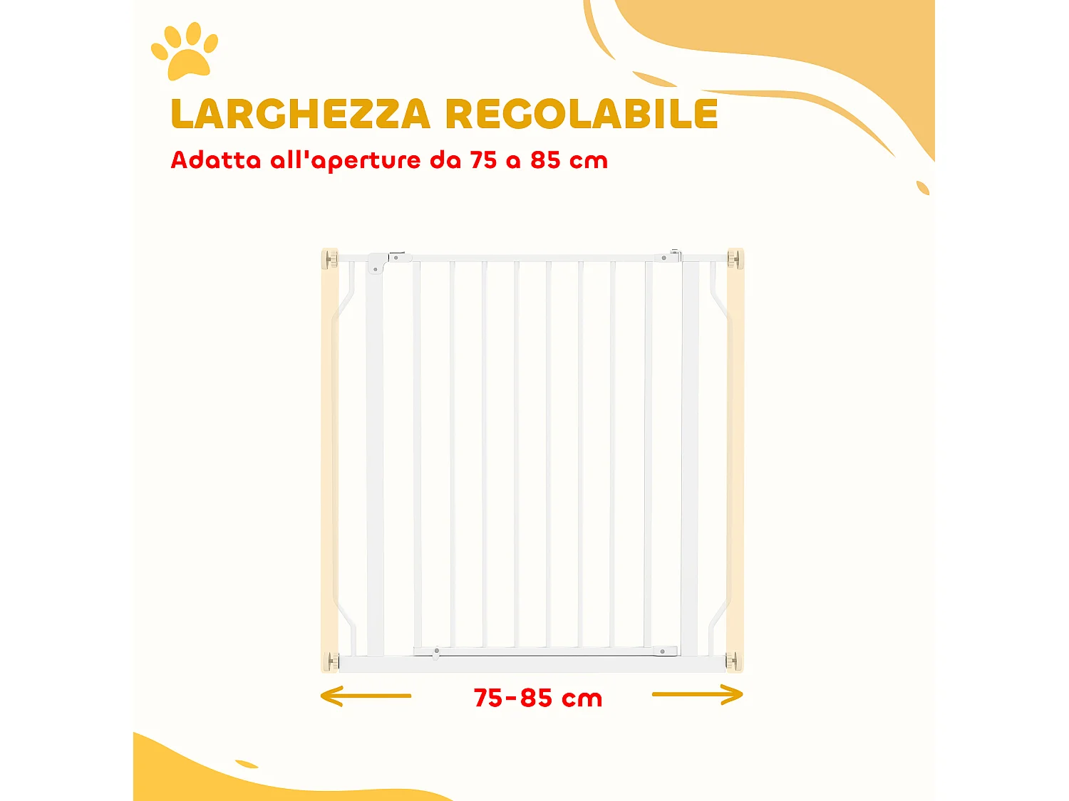 Cancelletto per cani a larghezza regolabile 76x75-85 cm bianco