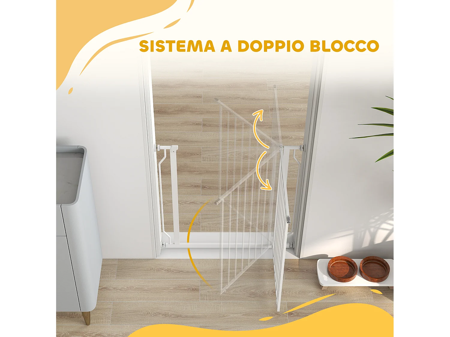 Cancelletto per cani a larghezza regolabile 76x75-85 cm bianco