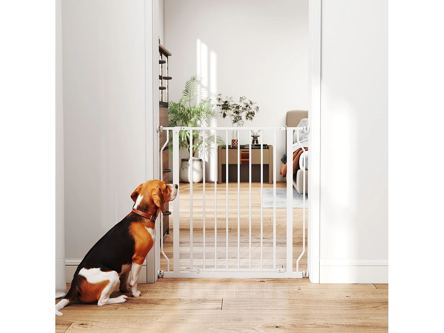 Cancelletto per cani a larghezza regolabile 76x75-85 cm bianco
