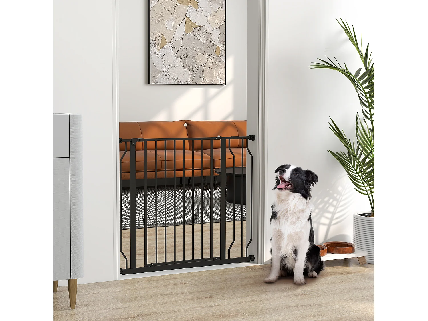 Cancelletto di sicurezza per cani estensibile in acciaio e abs nero