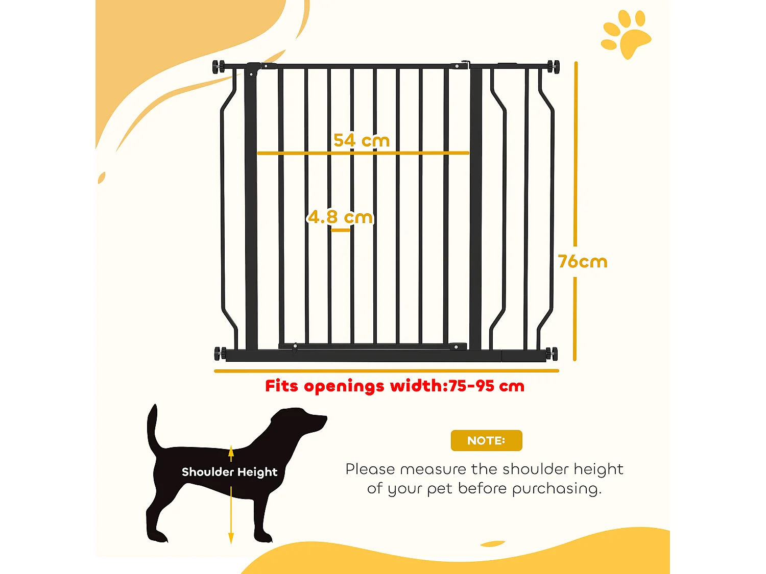 Cancelletto di sicurezza per cani estensibile in acciaio e abs nero