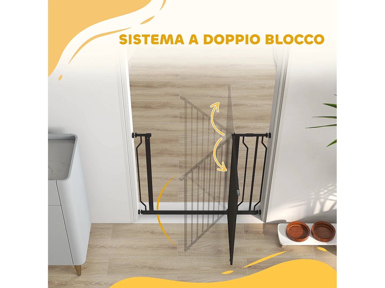 Cancelletto di sicurezza per cani estensibile in acciaio e abs nero