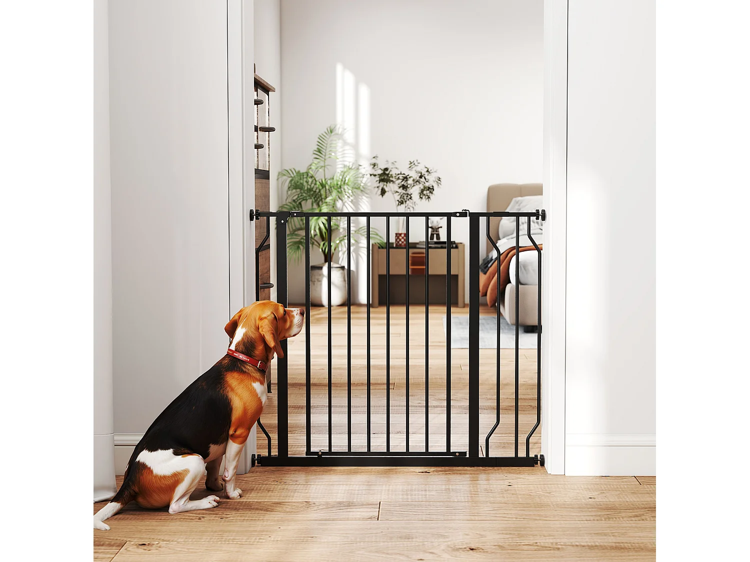 Cancelletto di sicurezza per cani estensibile in acciaio e abs nero