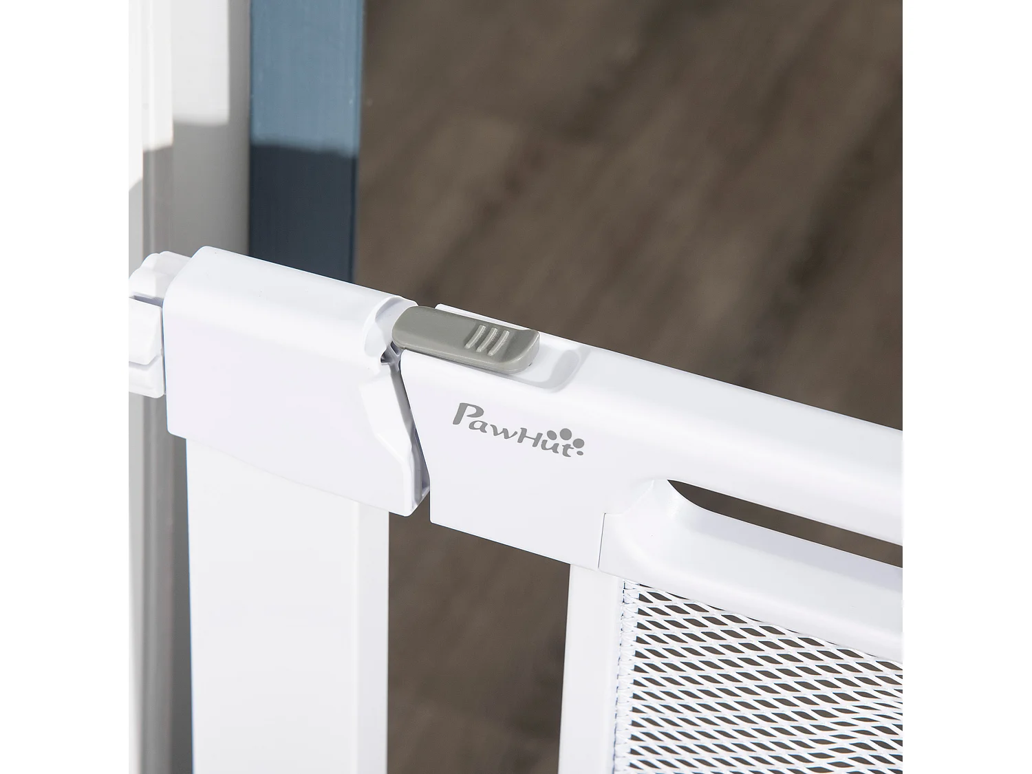 Cancello per cani regolabile 75-82 cm con chiusura automatica bianco