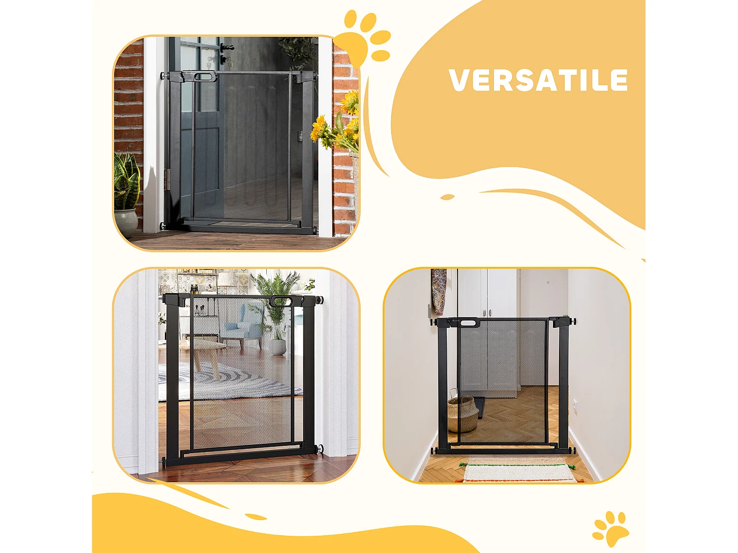 Cancellino per cani estensibile 75-82 cm con chiusura automatica nero