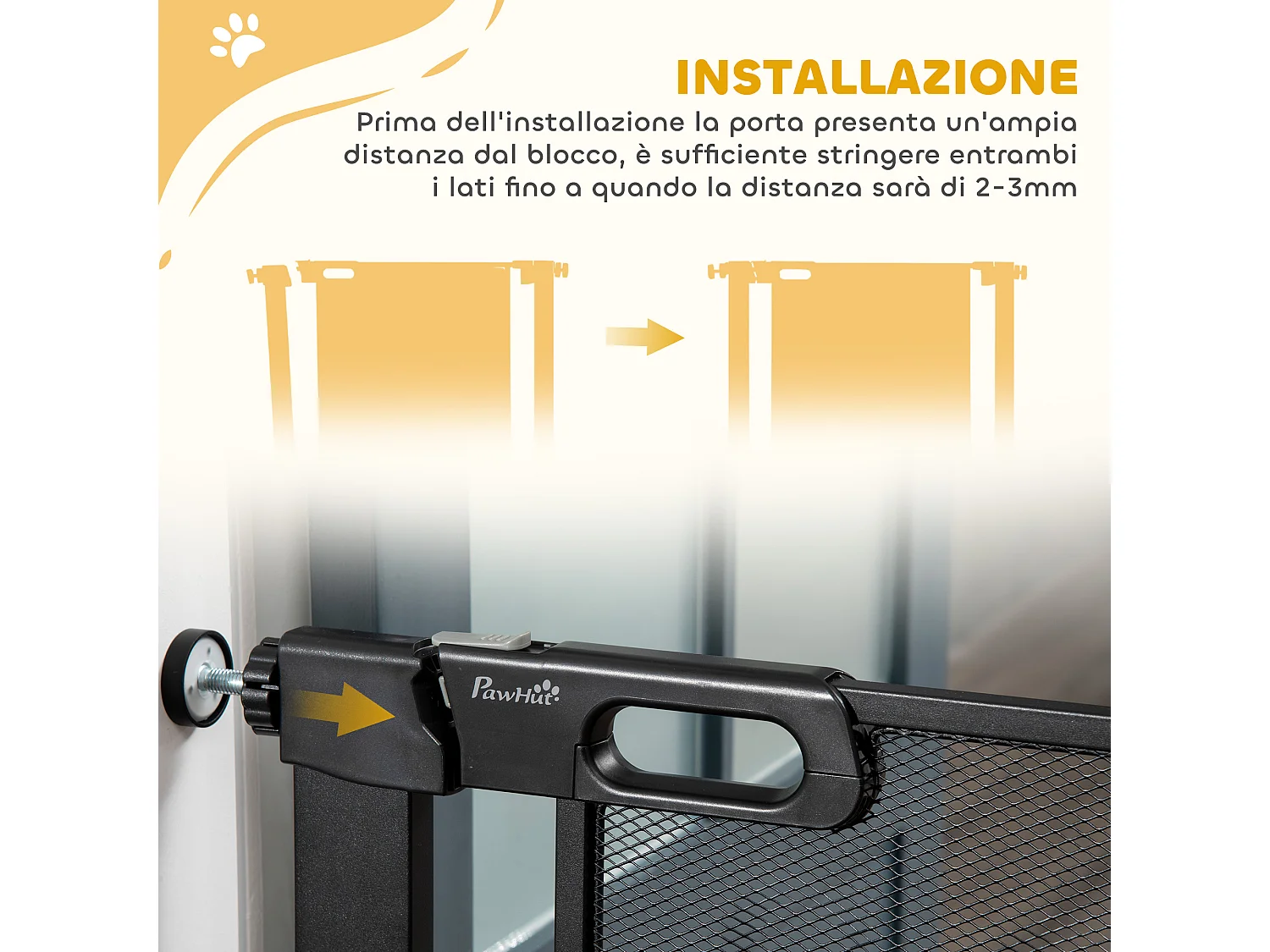 Cancellino per cani estensibile 75-82 cm con chiusura automatica nero