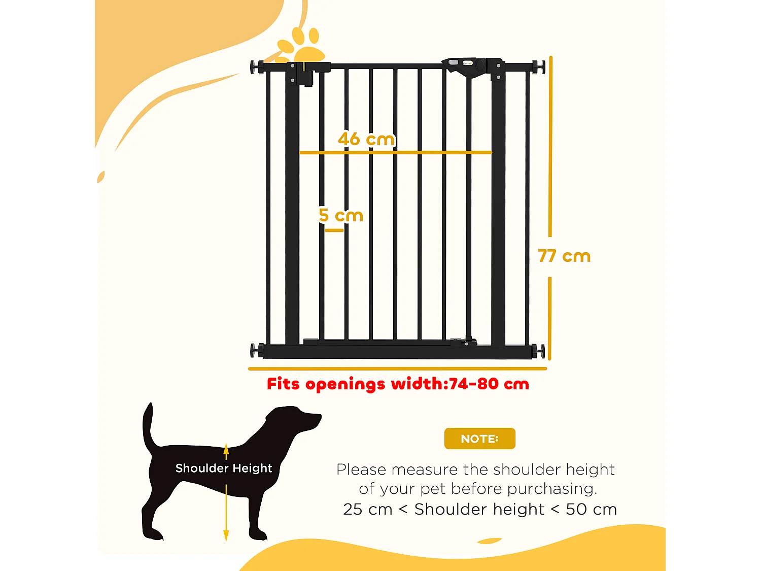 Cancellino per cani con chiusura automatica 68x77 cm nero