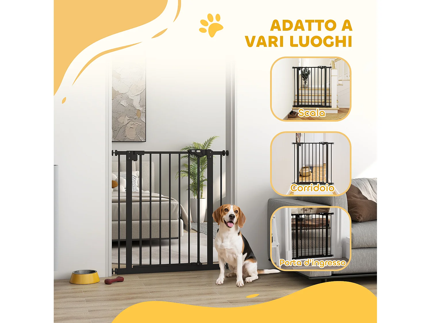 Cancellino per cani con chiusura automatica 68x77 cm nero