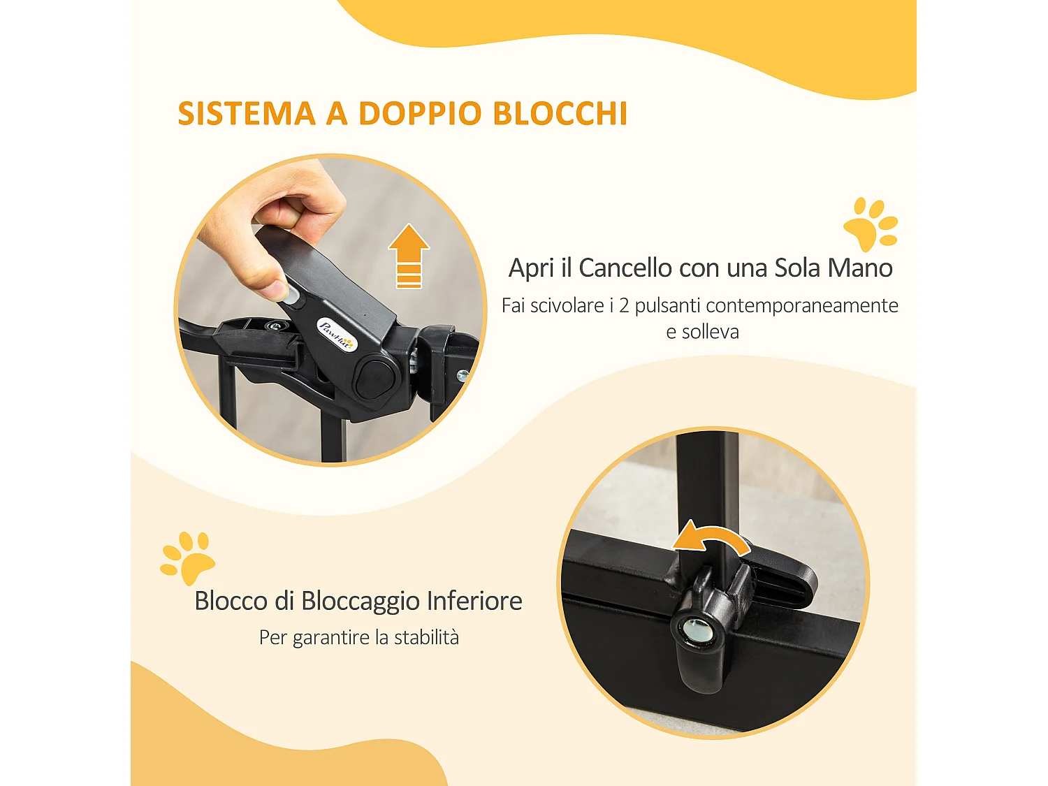 Cancelletto per cani con chiusura automatica 74-105x76.2 cm nero