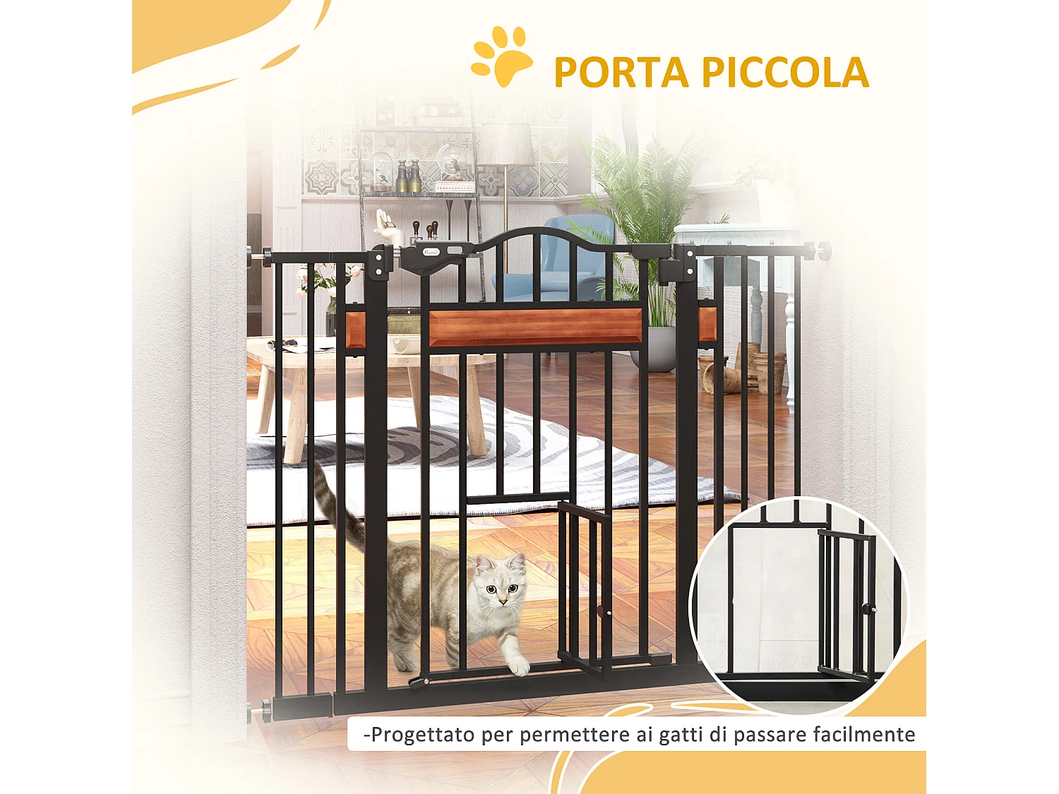 Cancelletto per cani con chiusura automatica 74-105x76.2 cm nero