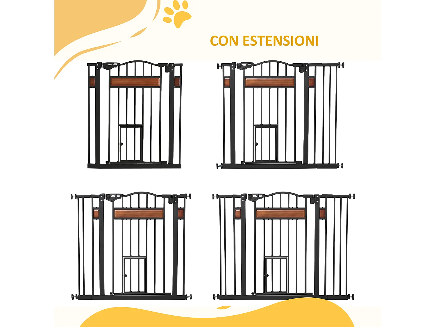 Cancelletto per cani con chiusura automatica 74-105x76.2 cm nero