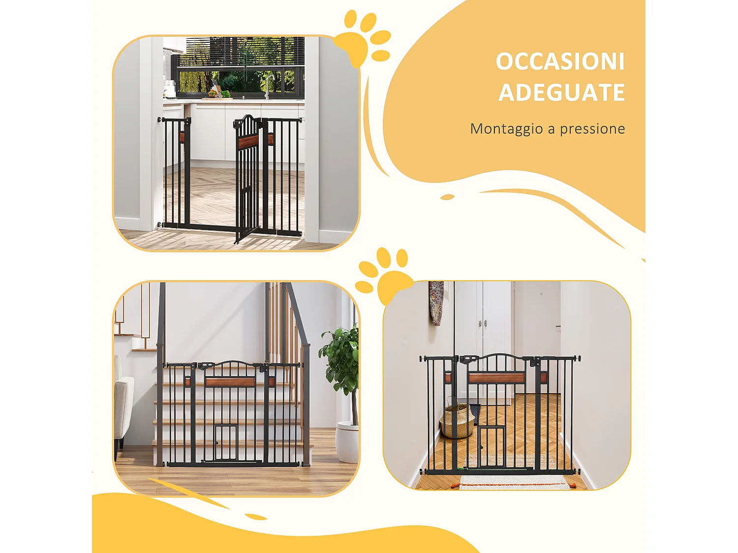 Cancelletto per cani con chiusura automatica 74-105x76.2 cm nero