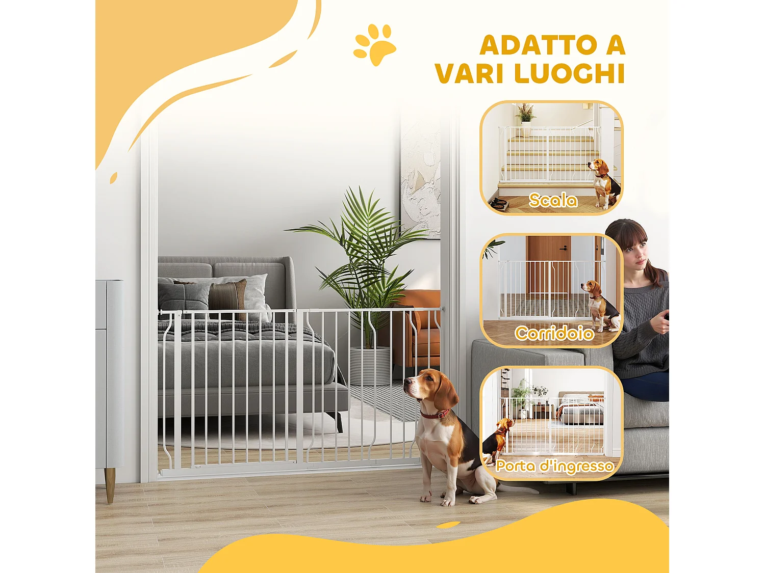 Cancelletto di sicurezza per cani estensibile 75-145 cm acciaio