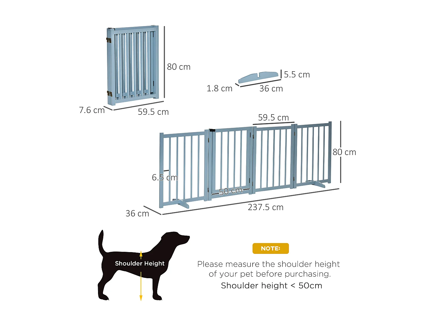 Cancellino per cani pieghevole 4 pannelli in legno grigio