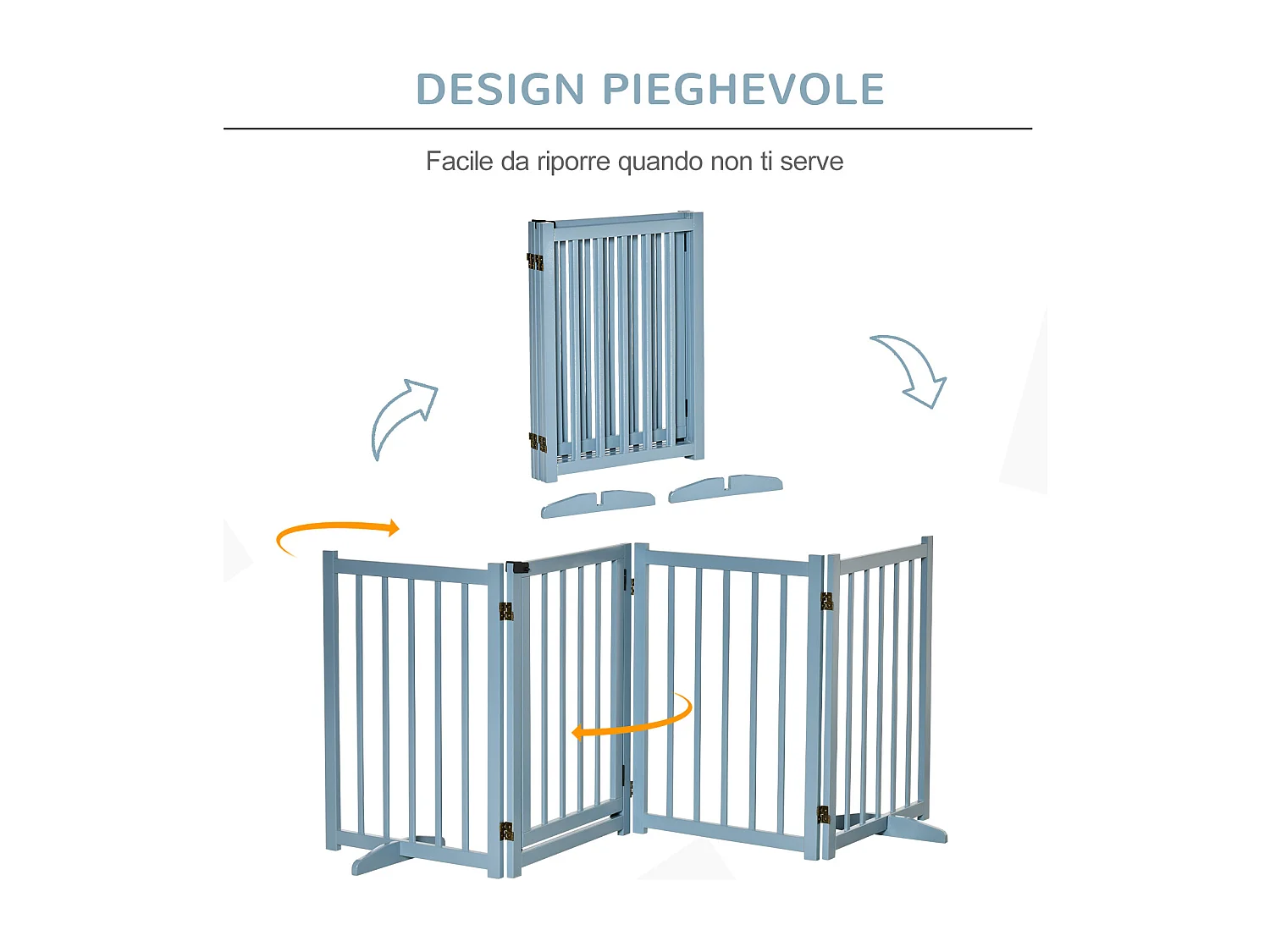 Cancellino per cani pieghevole 4 pannelli in legno grigio
