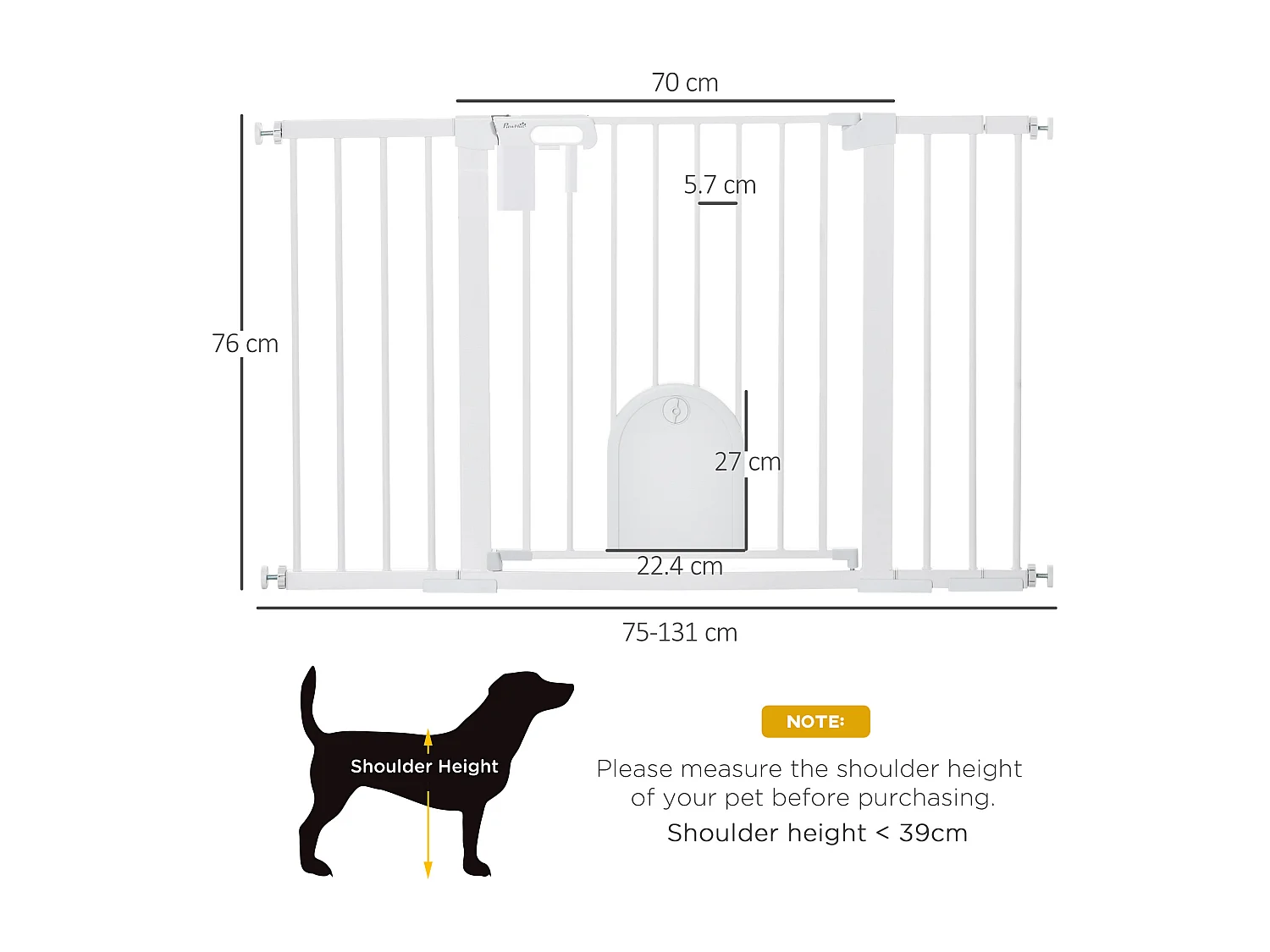 Cancelletto per cani estensibile con porta automatica bianco