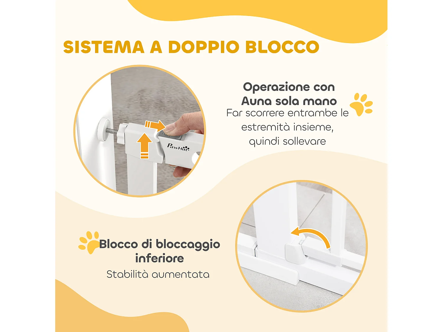 Cancelletto per cani estensibile con porta automatica bianco