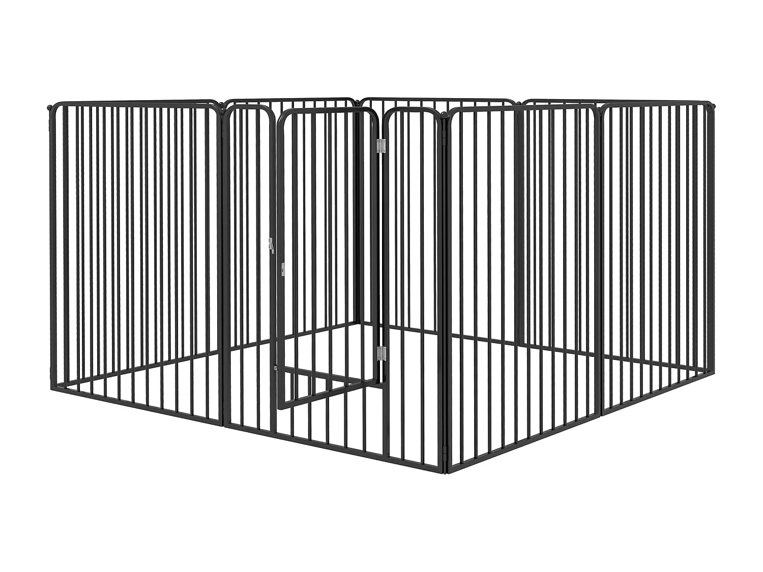 Box per cani a 8 pannelli modulabili in acciaio 164x164x100 cm nero