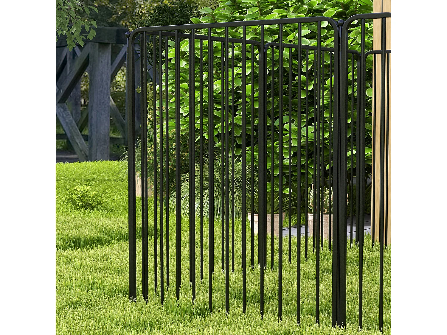 Box per cani a 8 pannelli modulabili in acciaio 164x164x100 cm nero
