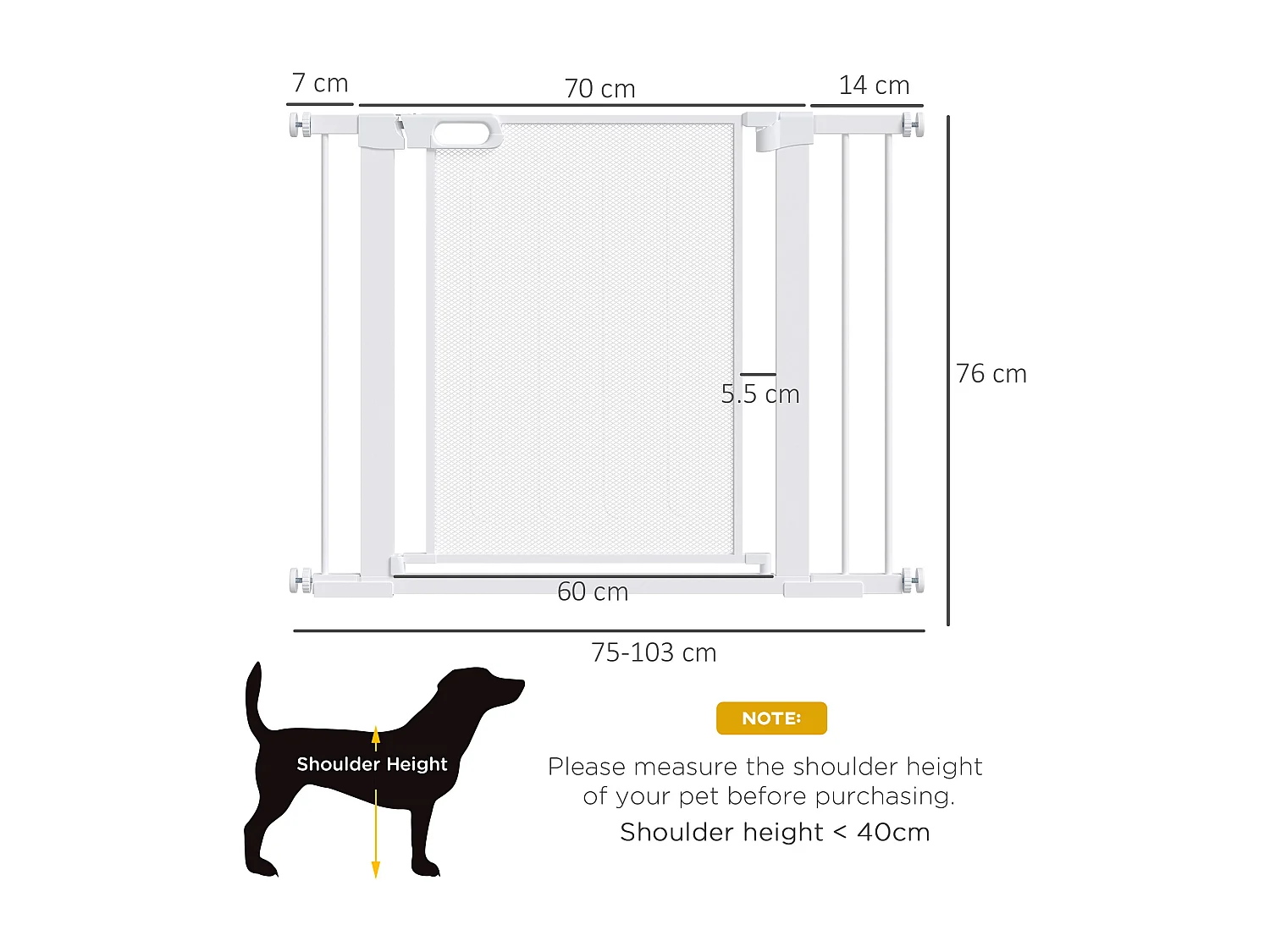 Cancelletto per cani estensibile con chiusura automatica bianco