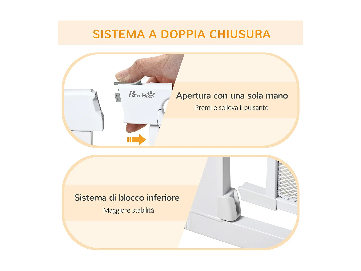 Cancelletto per cani estensibile con chiusura automatica bianco