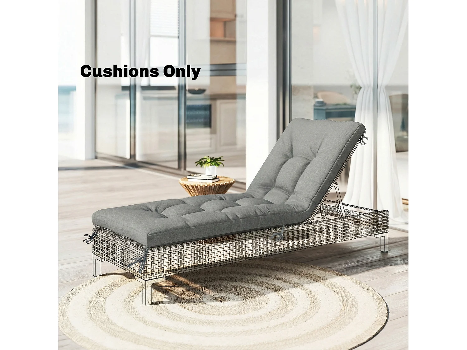 Cuscino per chaise lounge uv50+ da esterno grigio chiaro