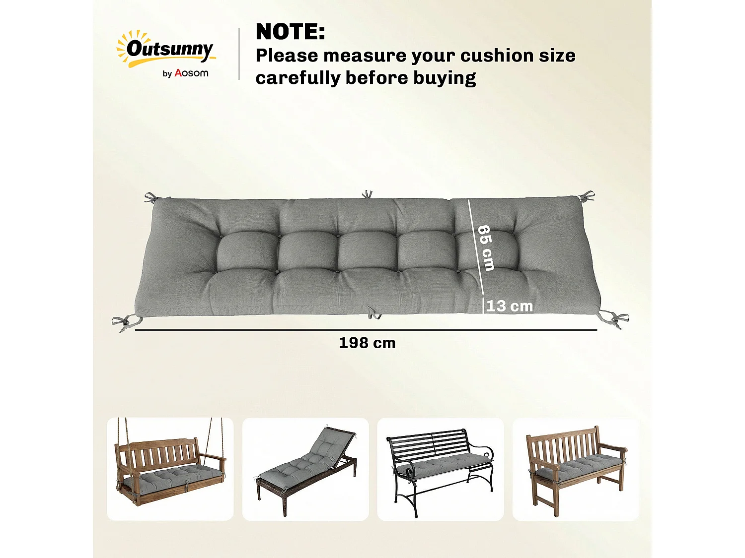 Cuscino per chaise lounge uv50+ da esterno grigio chiaro