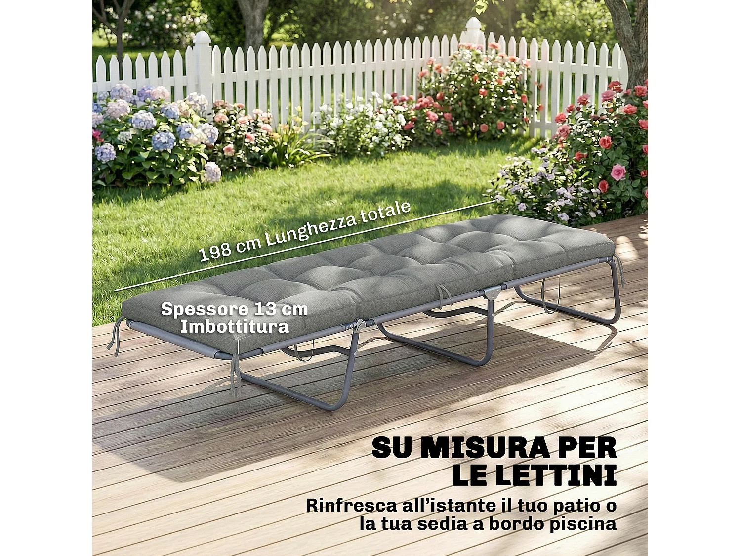 Cuscino per chaise lounge uv50+ da esterno grigio chiaro