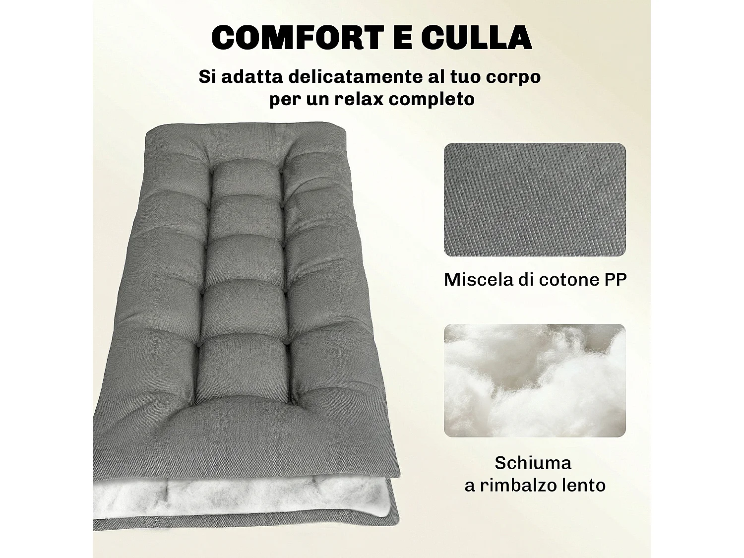 Cuscino per chaise lounge uv50+ da esterno grigio chiaro