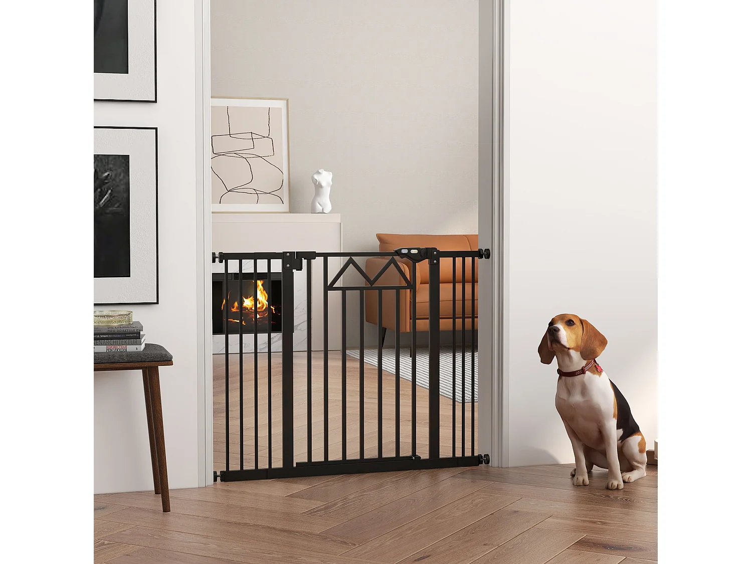 Cancellino per cani estensibile 74-100x76 cm in acciaio e pp nero