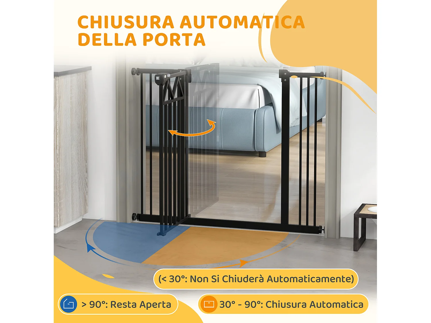 Cancellino per cani estensibile 74-100x76 cm in acciaio e pp nero