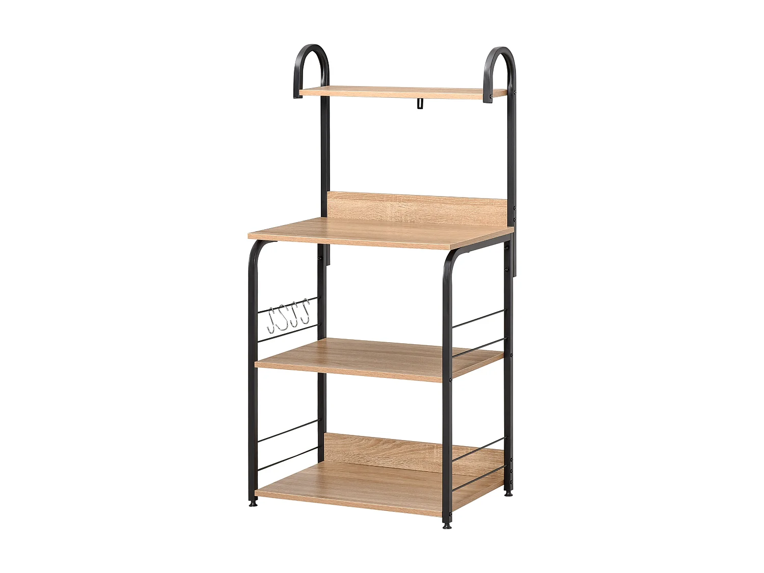 Mobiletto microonde con 4 ripiani e 4 ganci 60x40x125 cm