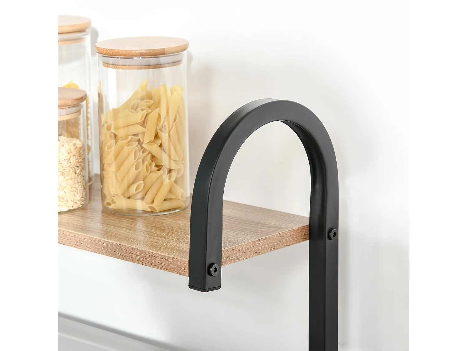 Mobiletto microonde con 4 ripiani e 4 ganci 60x40x125 cm