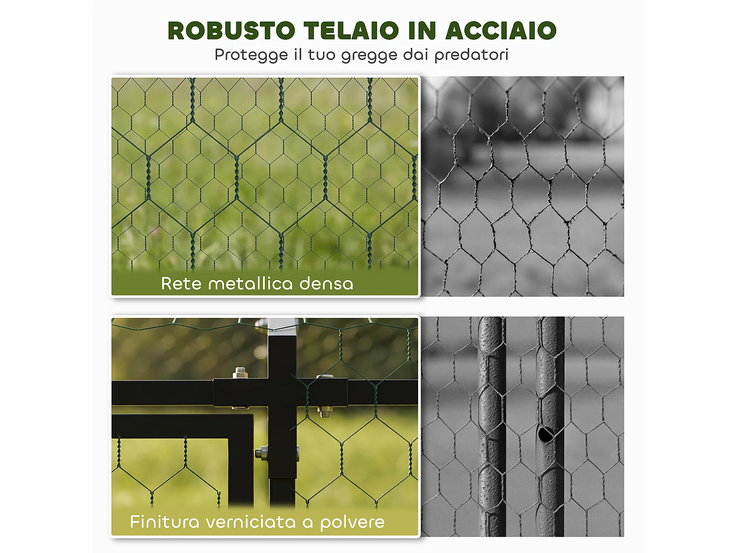 Recinto per polli con copertura metallo nero