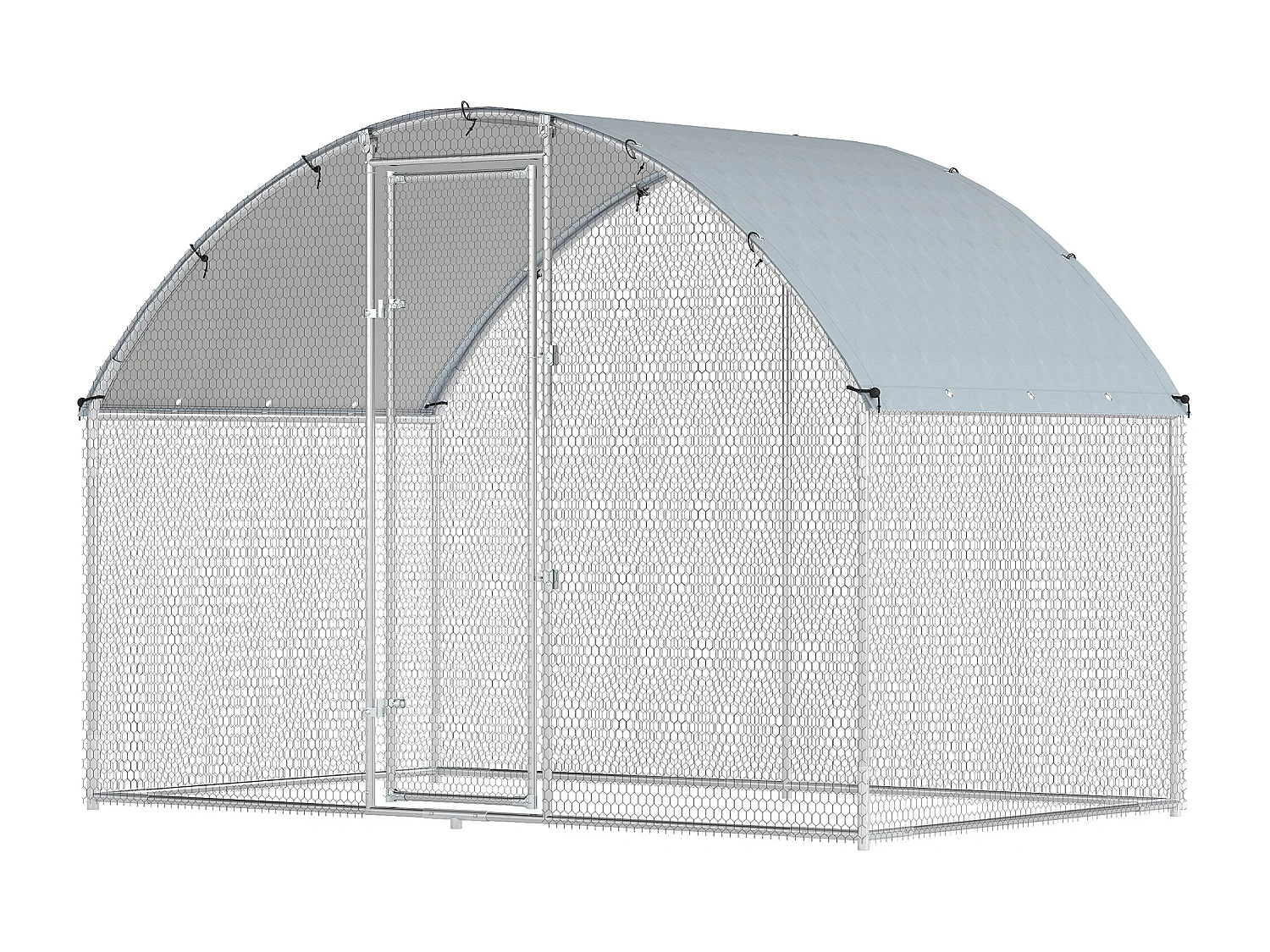 Pollaio da esterno con tetto impermeabile anti uv 2.8x1.7x1.9m argento